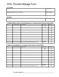 Document preview: Cps-Provider Mileage Form - South Dakota