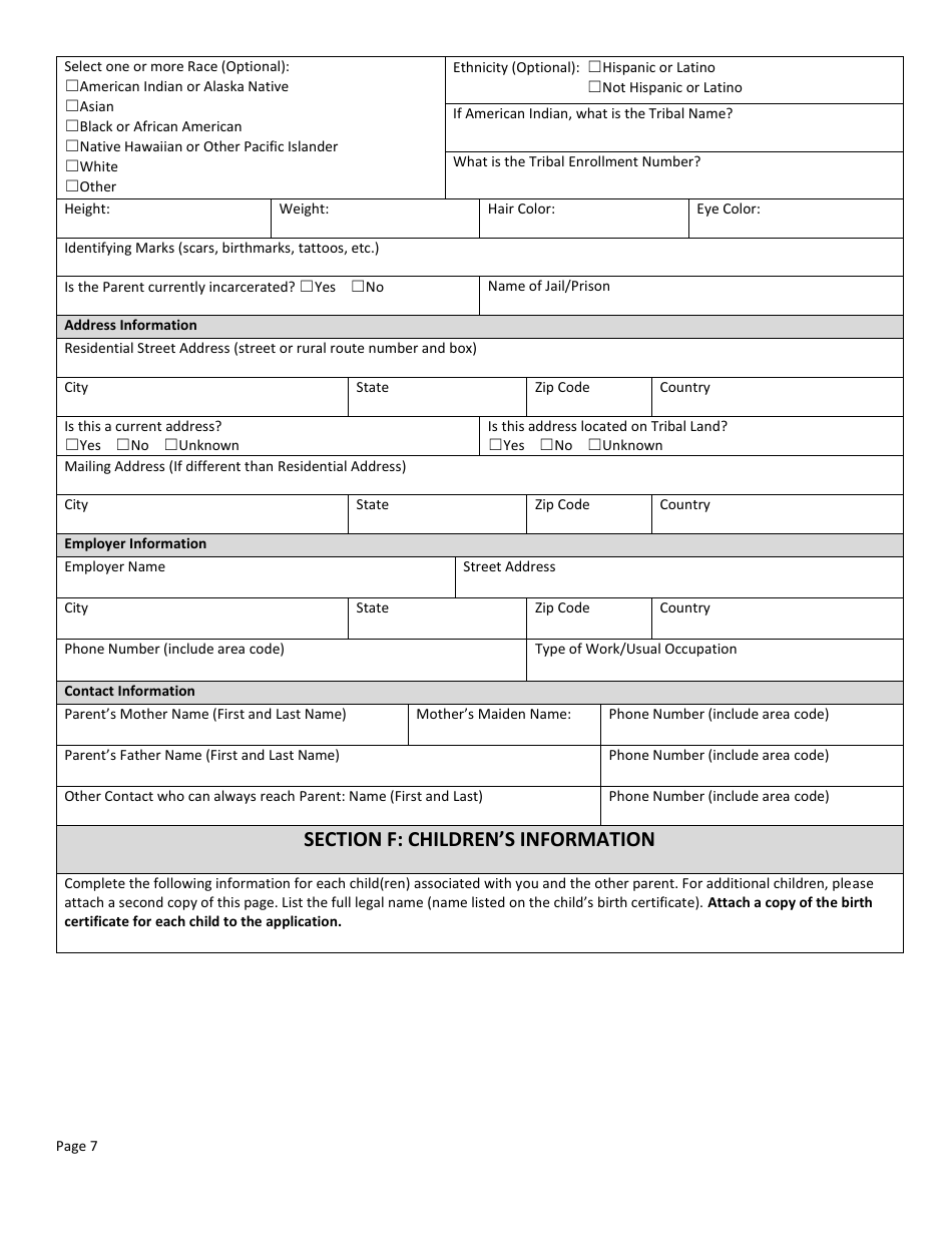 Form DSS-SE-408 Application for Child Support Services - South Dakota, Page 7