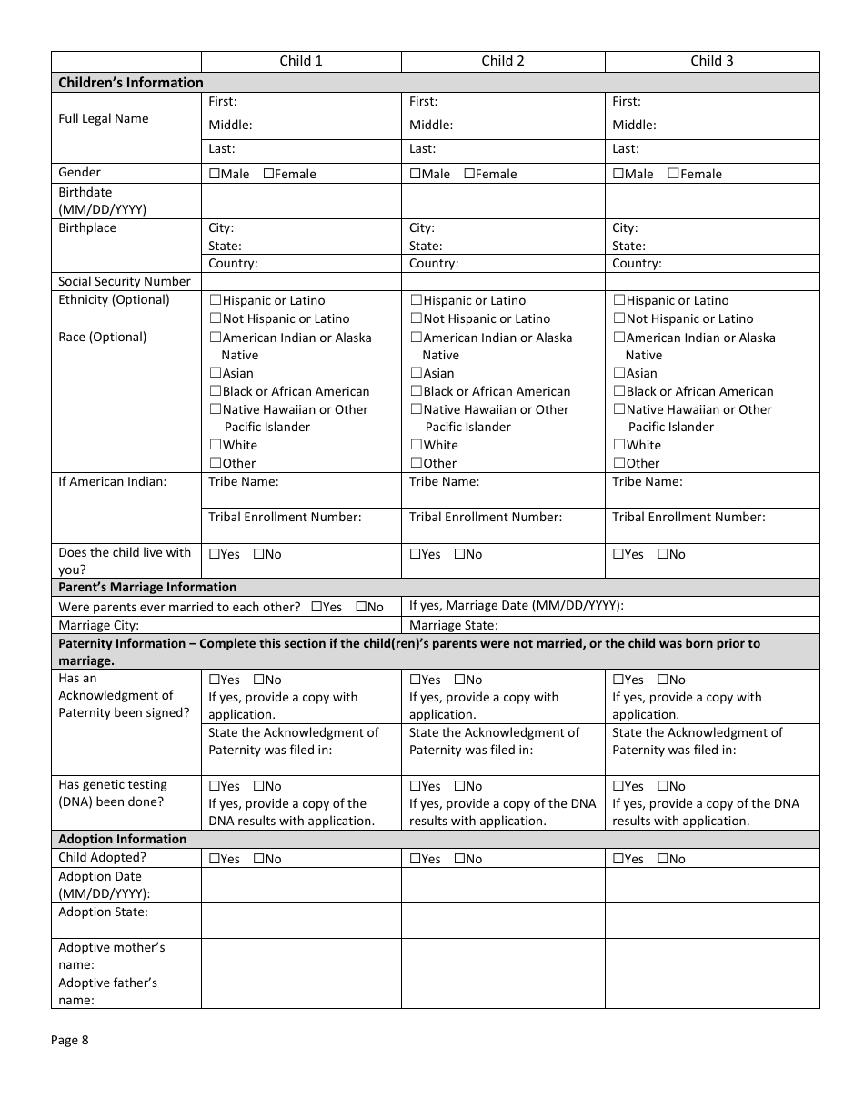 Form DSS-SE-408 Application for Child Support Services - South Dakota, Page 8