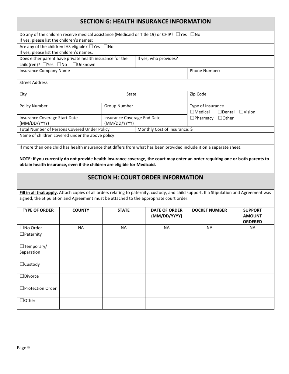Form DSS-SE-408 Application for Child Support Services - South Dakota, Page 9