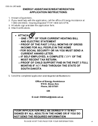 Document preview: Form DSS-EA-297 Application for Energy Assistance - South Dakota