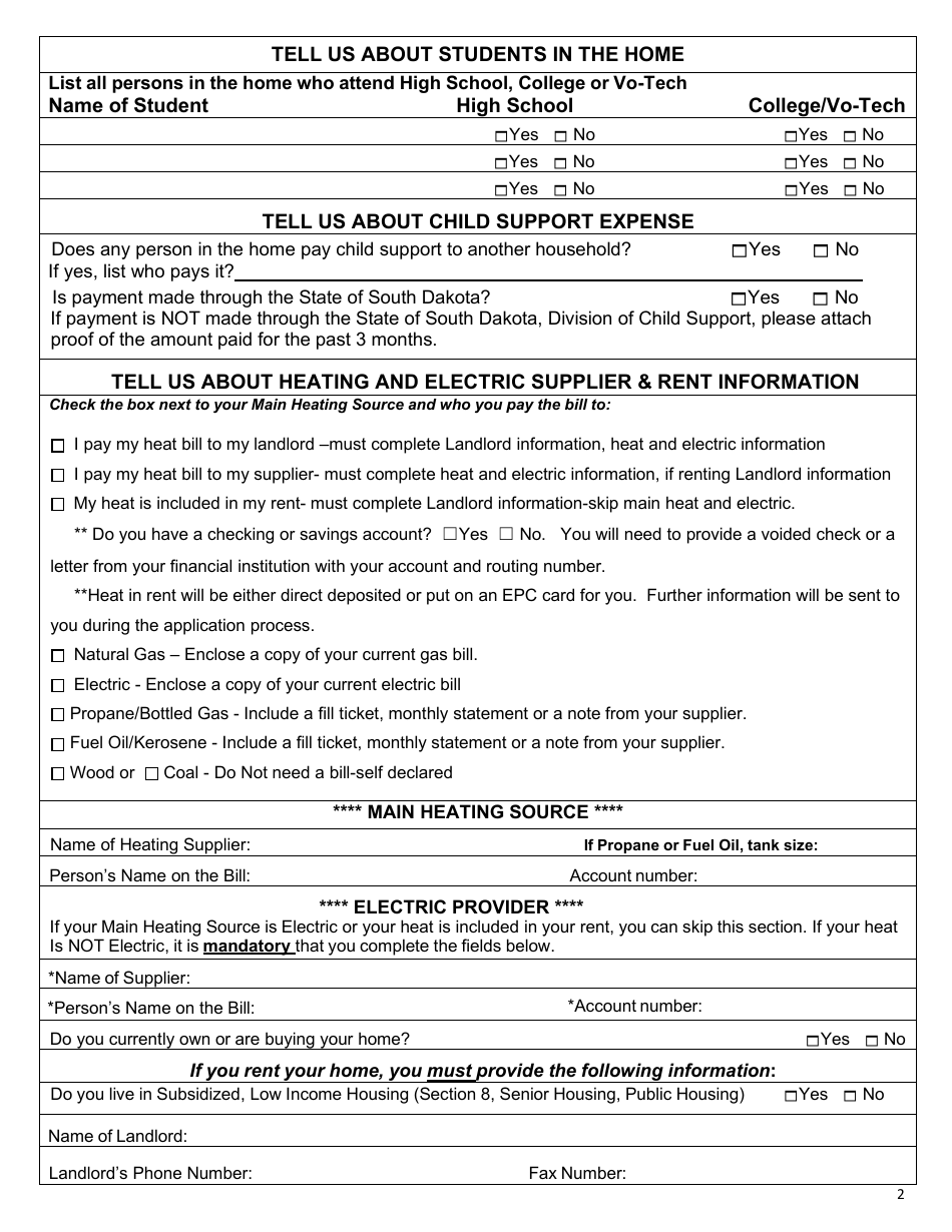 Form Dss Ea 297 Download Printable Pdf Or Fill Online Application For Energy Assistance South 0883