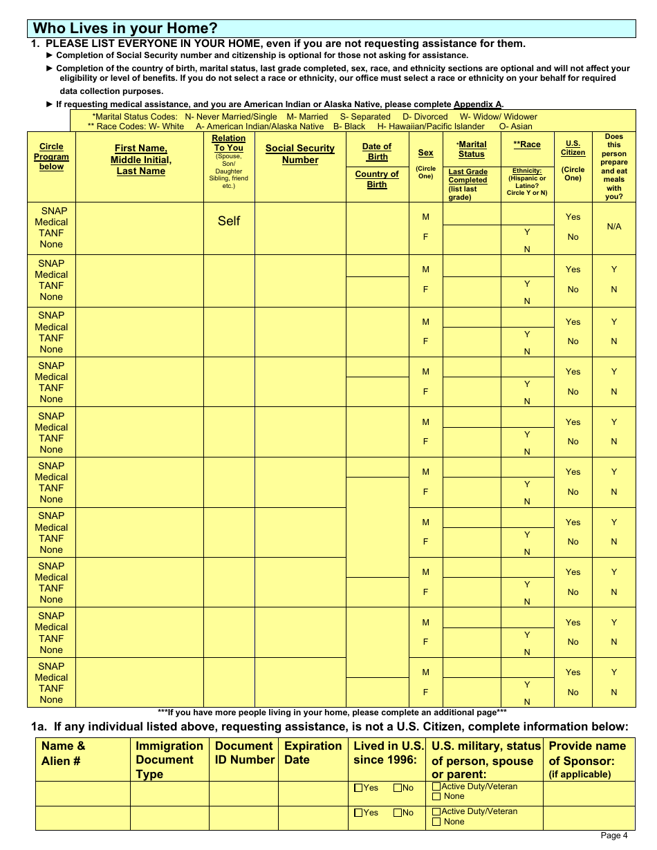 Form DSS-EA-301 Economic Assistance Application - South Dakota, Page 4