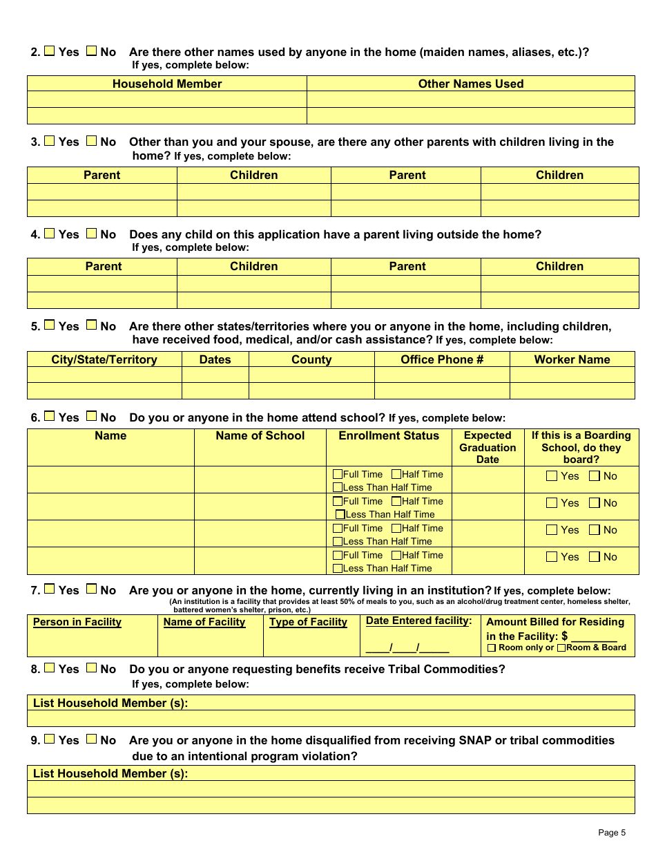 Form DSS-EA-301 Economic Assistance Application - South Dakota, Page 5