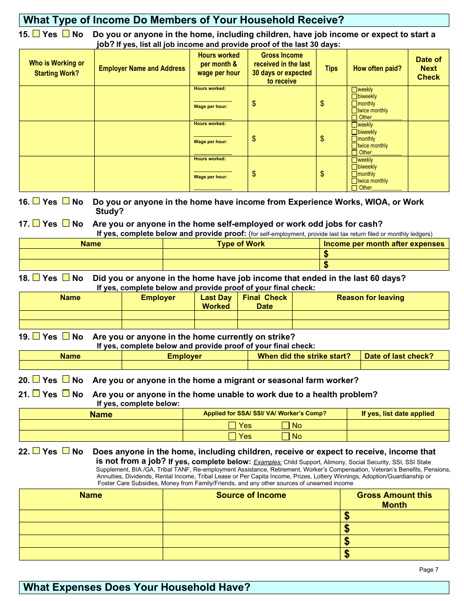 Form DSS-EA-301 Economic Assistance Application - South Dakota, Page 7
