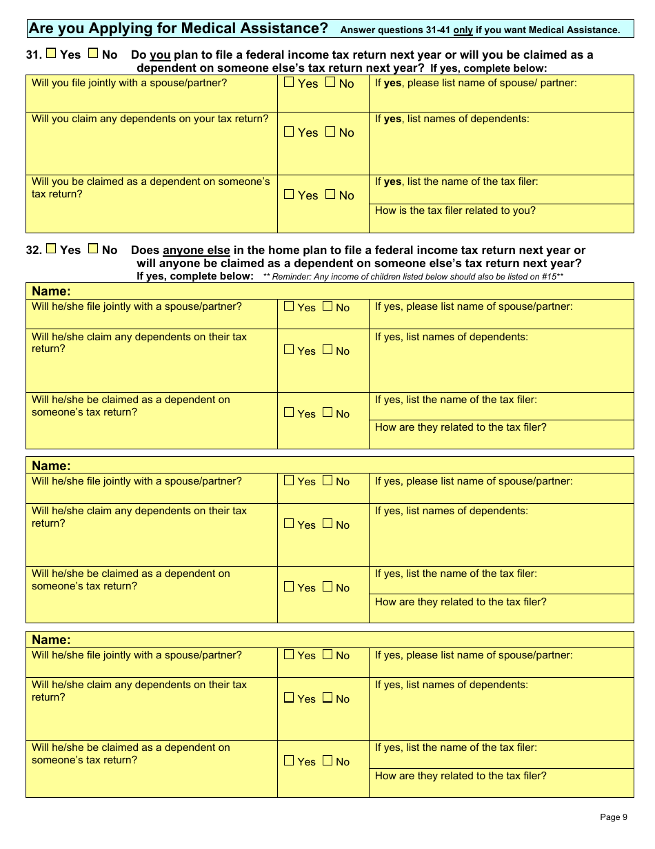 Form DSS-EA-301 Economic Assistance Application - South Dakota, Page 9