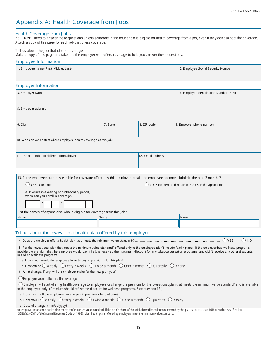 Form DSS-EA-FSSA Application for Health Coverage  Help Paying Costs - South Dakota, Page 18