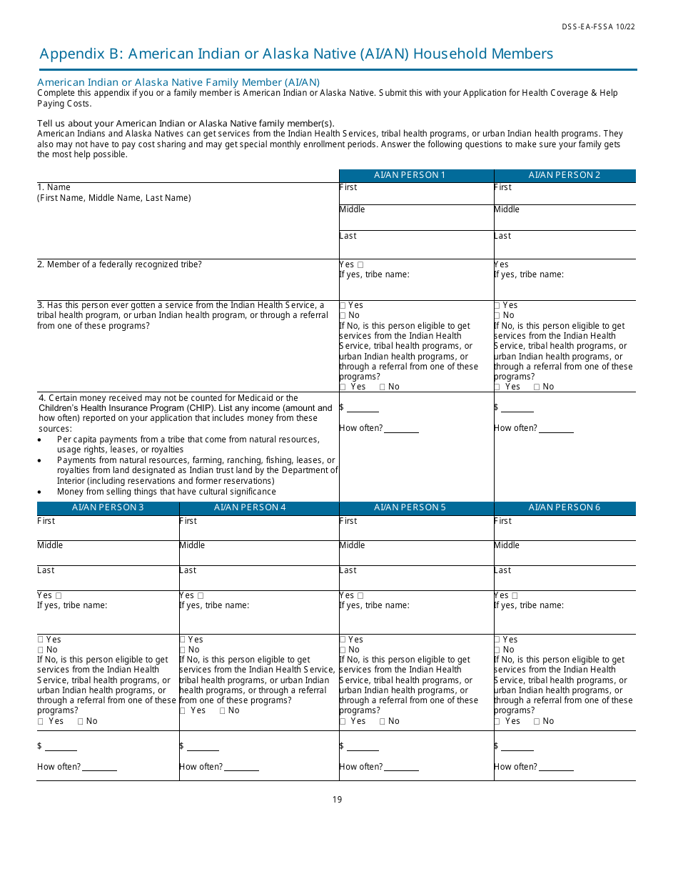 Form DSS-EA-FSSA Application for Health Coverage  Help Paying Costs - South Dakota, Page 19