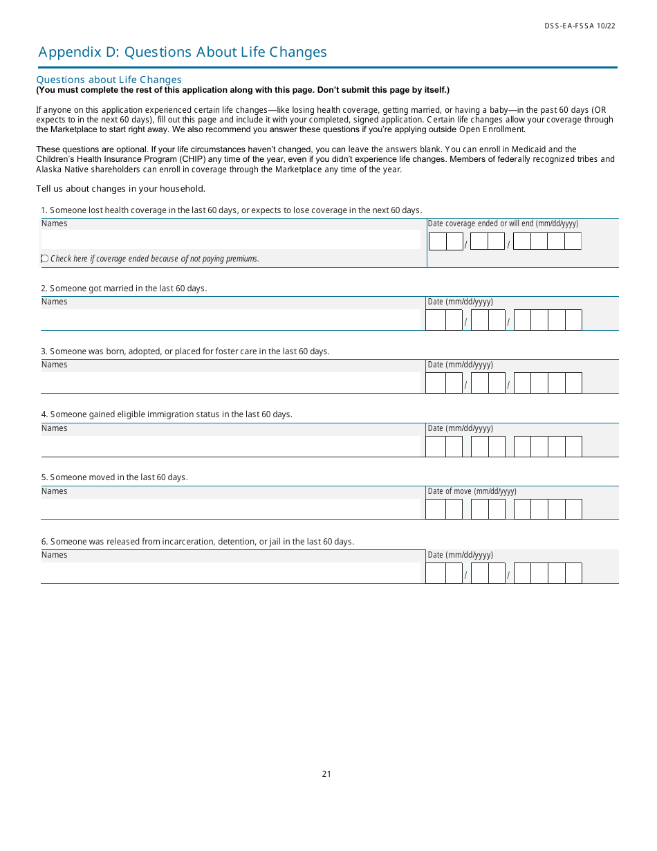 Form DSS-EA-FSSA Application for Health Coverage  Help Paying Costs - South Dakota, Page 21