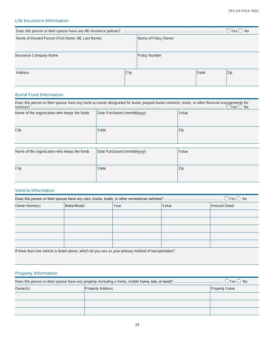 Form DSS-EA-FSSA Application for Health Coverage  Help Paying Costs - South Dakota, Page 24