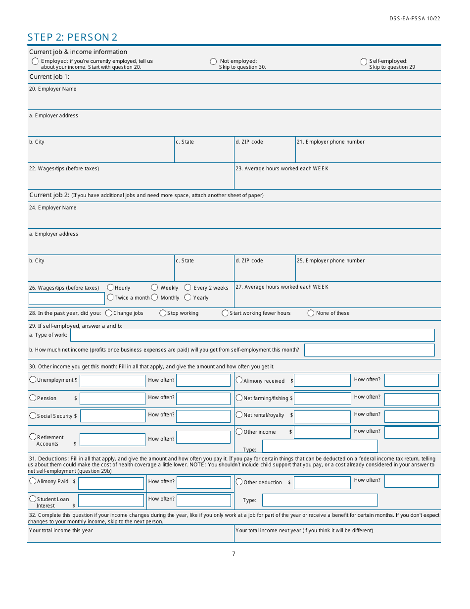 Form DSS-EA-FSSA Application for Health Coverage  Help Paying Costs - South Dakota, Page 7