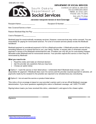 Document preview: Form DSS-MS-101 Advance Recipient Notice of Non-coverage - South Dakota