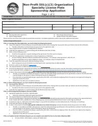 Document preview: Form MV115 Non-profit 501(C)(3) Organization Specialty License Plate Sponsorship Application - Montana