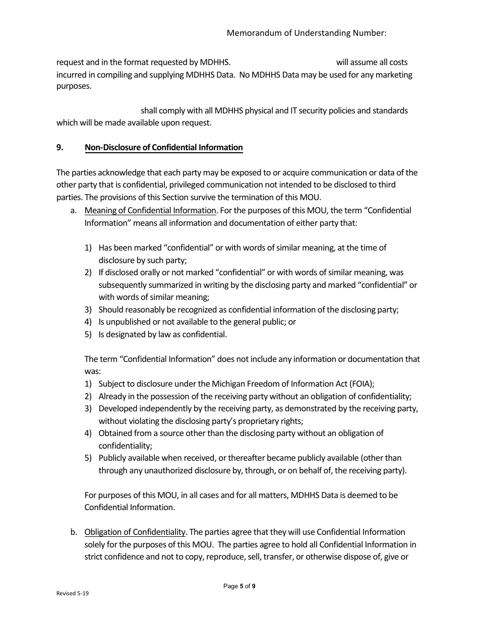 Memorandum of Understanding (Mou) - Restaurant Meal Program - Michigan, Page 5