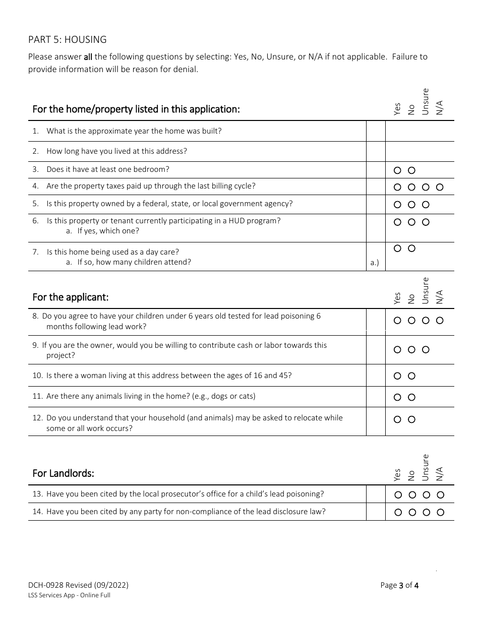 Form DCH-0928 Application for Lead Services - Michigan, Page 3