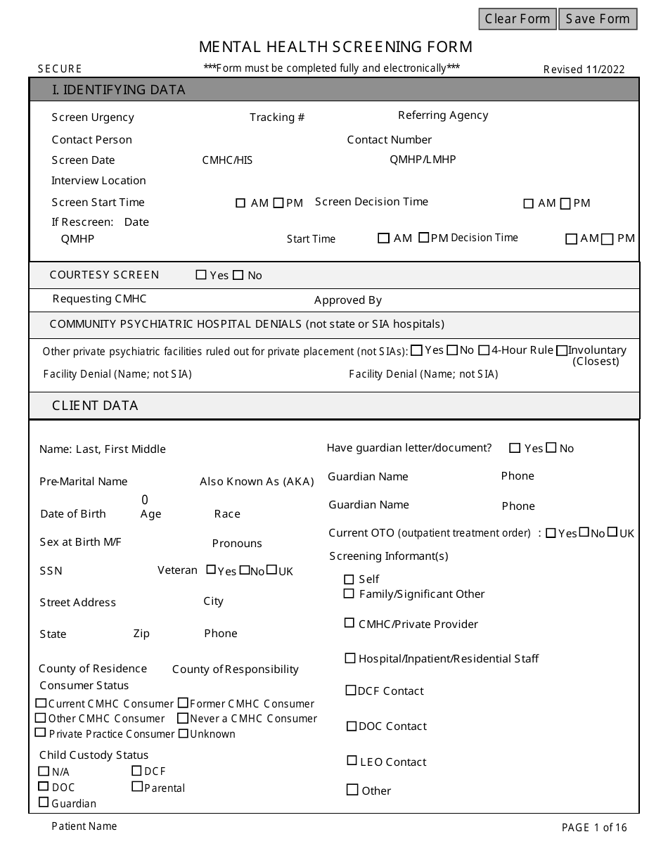 kansas-adult-community-mental-health-center-screening-form-fill-out