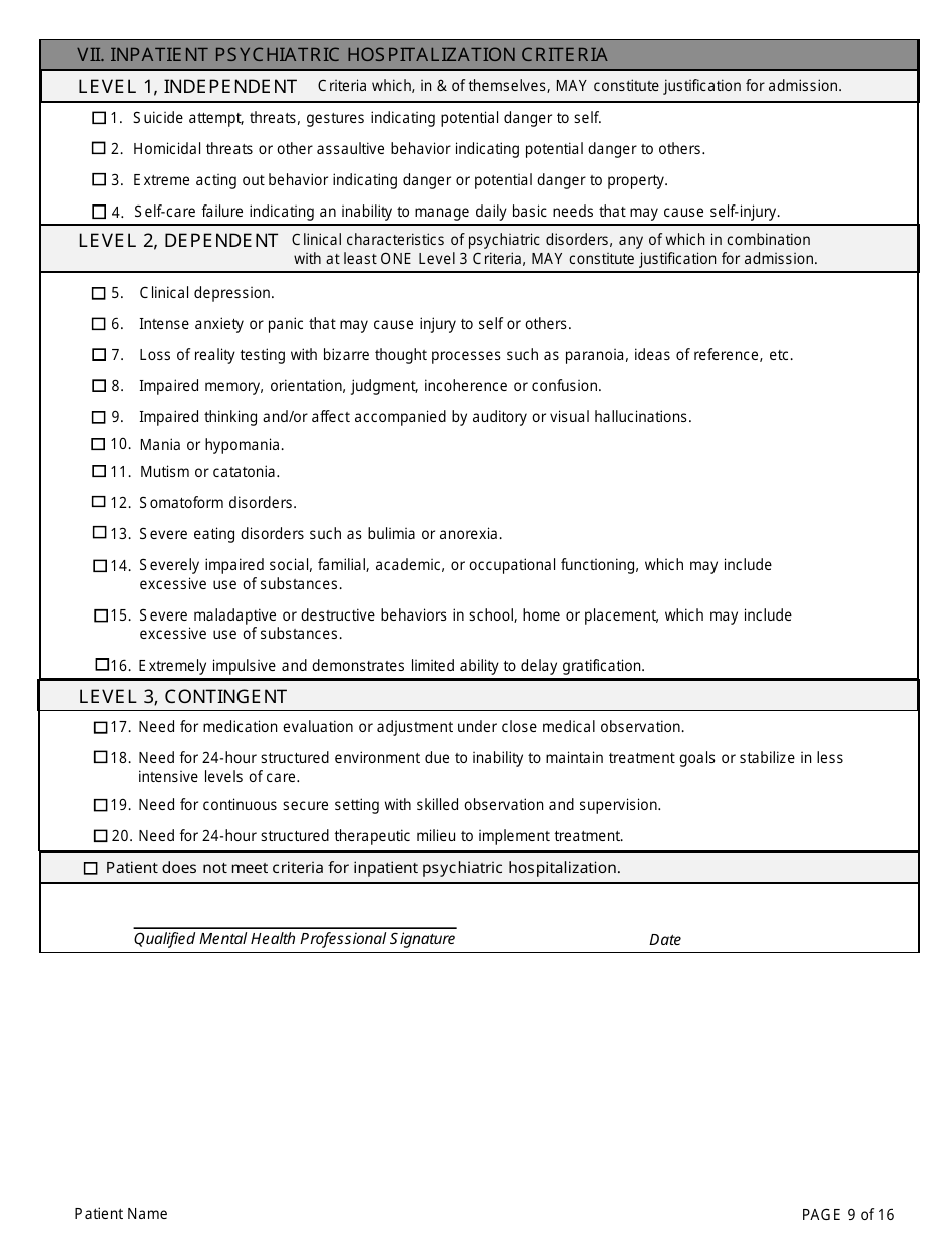 Adult Community Mental Health Center Screening Form - Kansas, Page 9