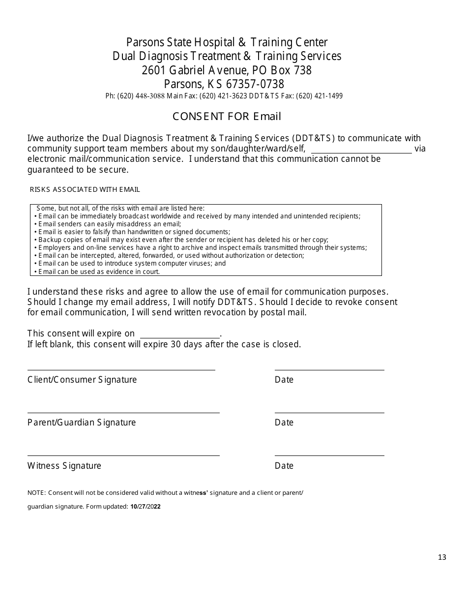 Kansas Parsons State Hospital Service Request Form Fill Out, Sign
