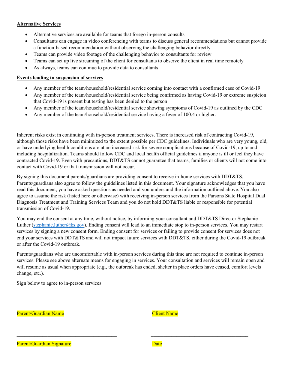 Parsons State Hospital Service Request Form - Kansas, Page 15