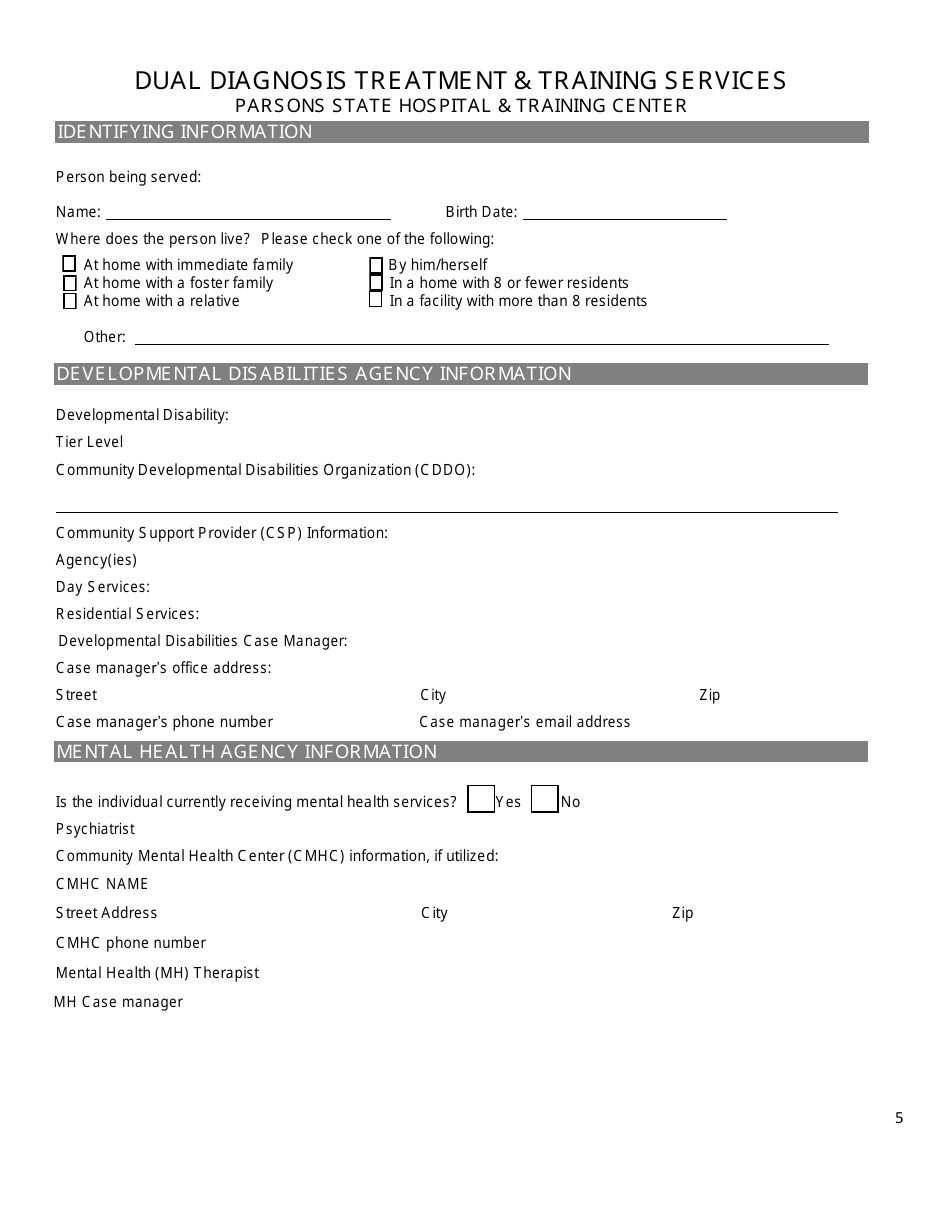 Kansas Parsons State Hospital Service Request Form Fill Out, Sign