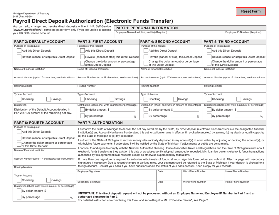 Form 3487 Fill Out, Sign Online and Download Fillable PDF, Michigan