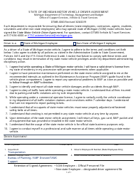 Document preview: Form DTMB-0063 Motor Vehicle Driver Agreement - Michigan