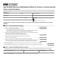 Document preview: Form W-4MNP Minnesota Withholding Certificate for Pension or Annuity Payments - Pension or Annuity Recipients - Minnesota