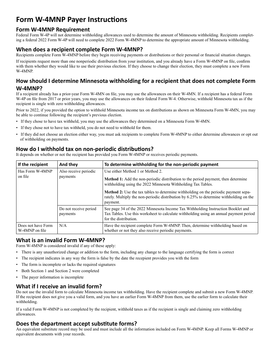 Form W-4MNP Minnesota Withholding Certificate for Pension or Annuity Payments - Pension or Annuity Recipients - Minnesota, Page 4