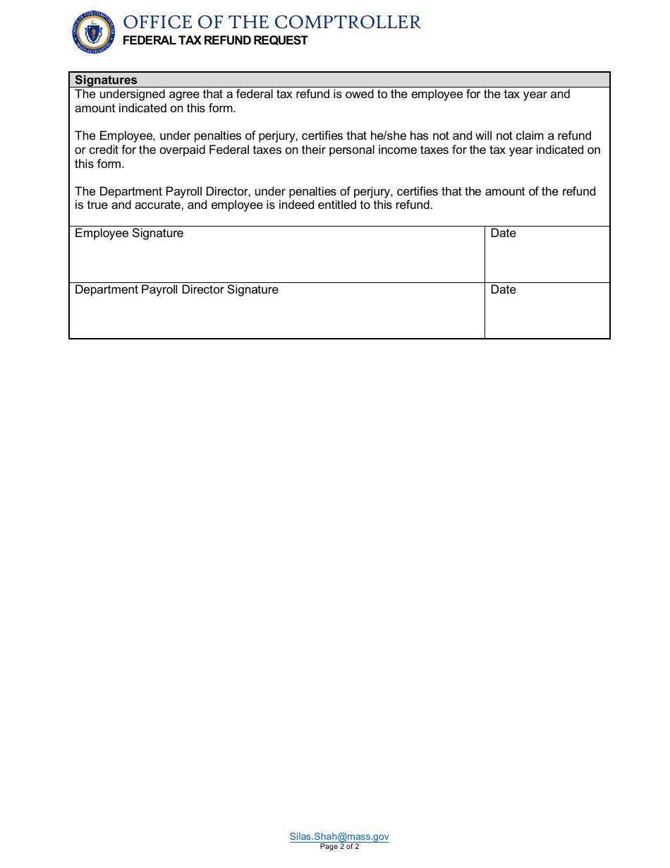 Massachusetts Federal Tax Refund Request - Fill Out, Sign Online And ...