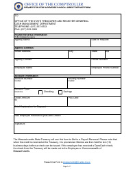 Document preview: Request for Stop & Reverse Payroll Direct Deposit Form - Massachusetts