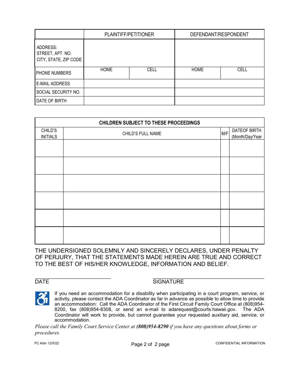 Form RG-AC-508 Notice of Confidential Information - Hawaii, Page 2