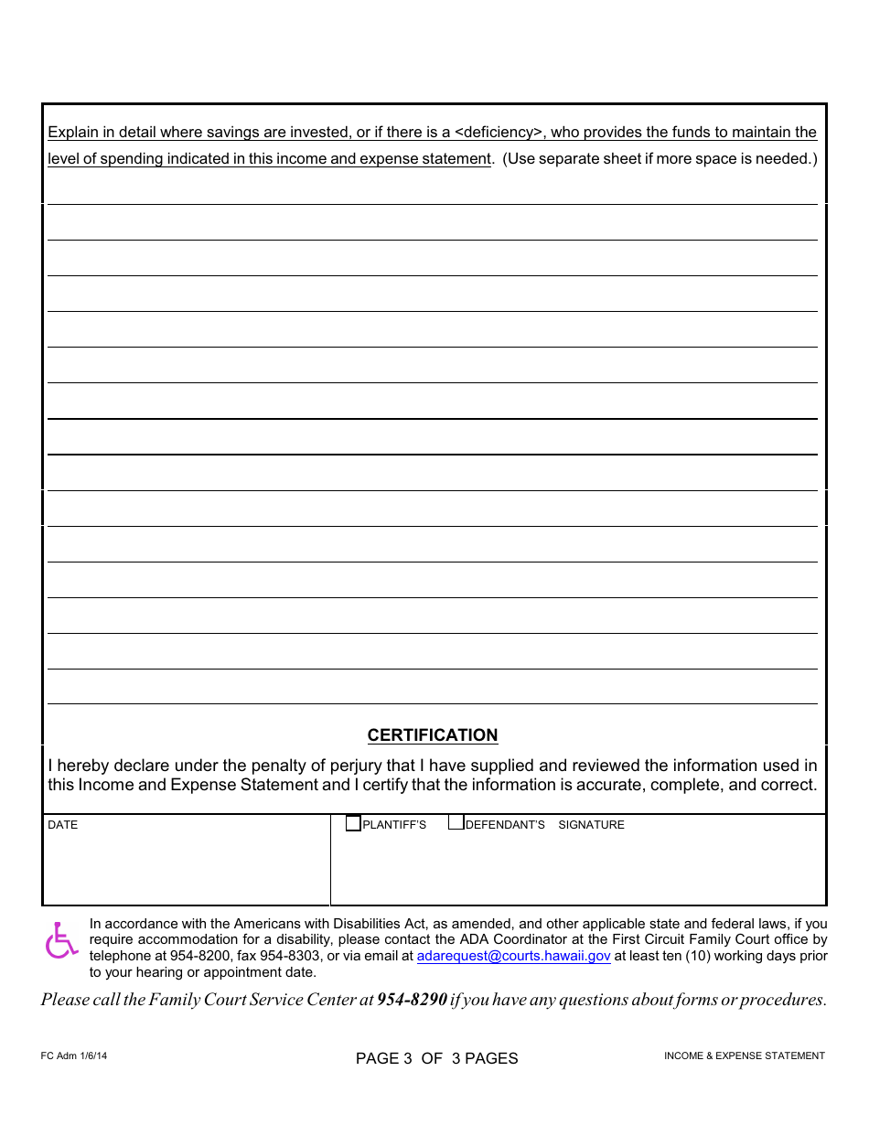 Form 1F-P-081 Income and Expense Statement - Hawaii, Page 4