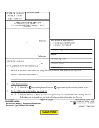 Document preview: Form 1F-P-333A Affidavit of Plaintiff (For Cases Filed Before January 1, 2022) - Hawaii