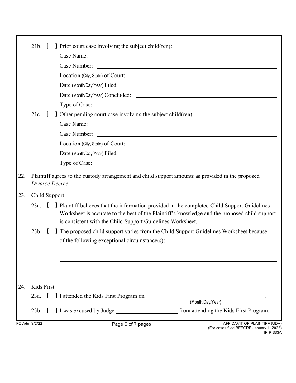 Form 1F-P-333A Download Fillable PDF or Fill Online Affidavit of ...