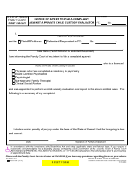Form 1F-P-2000 Notice of Intent to File a Complaint Against a Private Child Custody Evaluator - Hawaii, Page 2