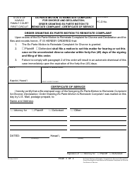 Form 1F-P-1097 Ex Parte Motion to Reinstate Complaint for Divorce and Declaration; Order Granting Ex Parte Motion to Reinstate Complaint; Certificate of Service - Hawaii, Page 3