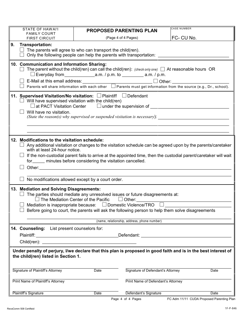 Form 1F P 846 Fill Out Sign Online and Download Fillable PDF Hawaii