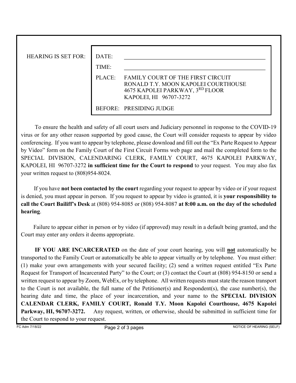 Form 1F-P-751 Proposed Notice of Hearing - Hawaii, Page 3