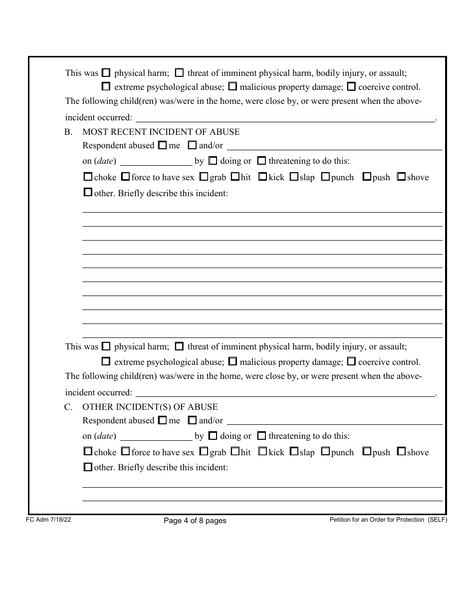 Form 1F-P-752A Petition for an Order for Protection - Hawaii, Page 4