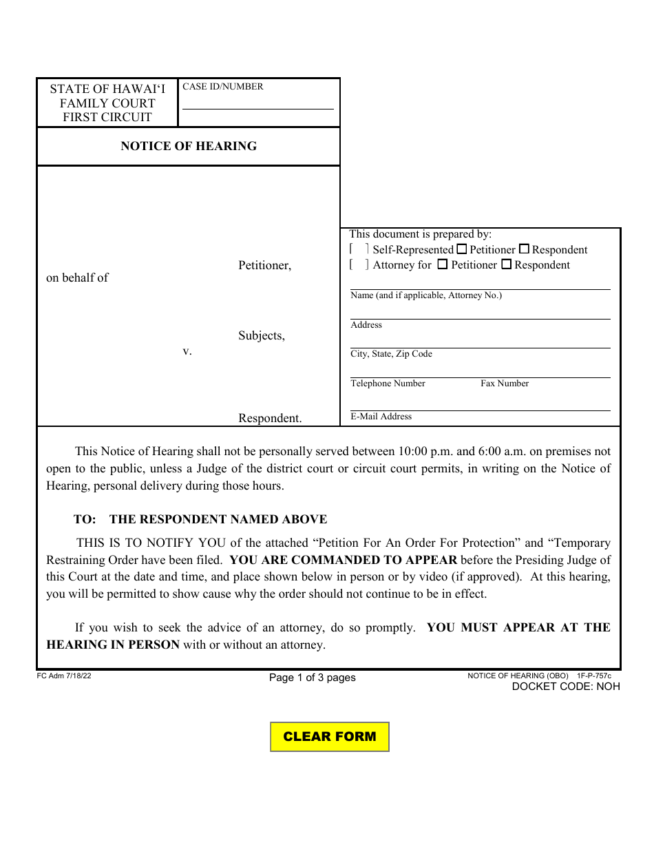 Form 1F-P-757C Proposed Notice of Hearing - Hawaii, Page 2