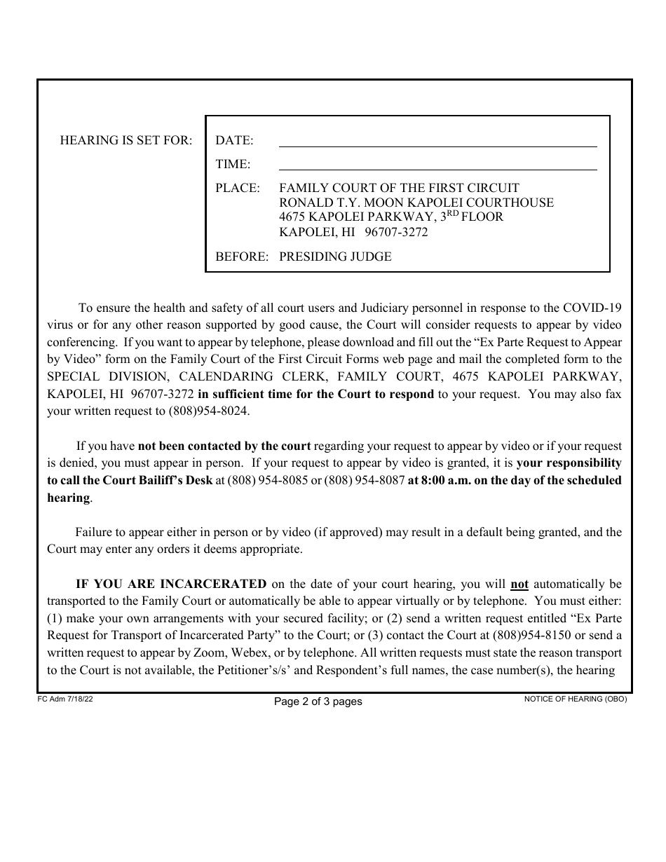 Form 1F-P-757C Proposed Notice of Hearing - Hawaii, Page 3