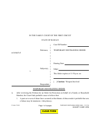 Form 1F-P-756 Proposed Temporary Restraining Order - Hawaii, Page 2