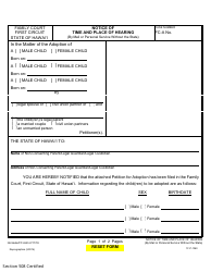 Form 1F-P-1040 Notice of Time and Place of Hearing (By Mail or Personal Service Without the State) - Hawaii, Page 2