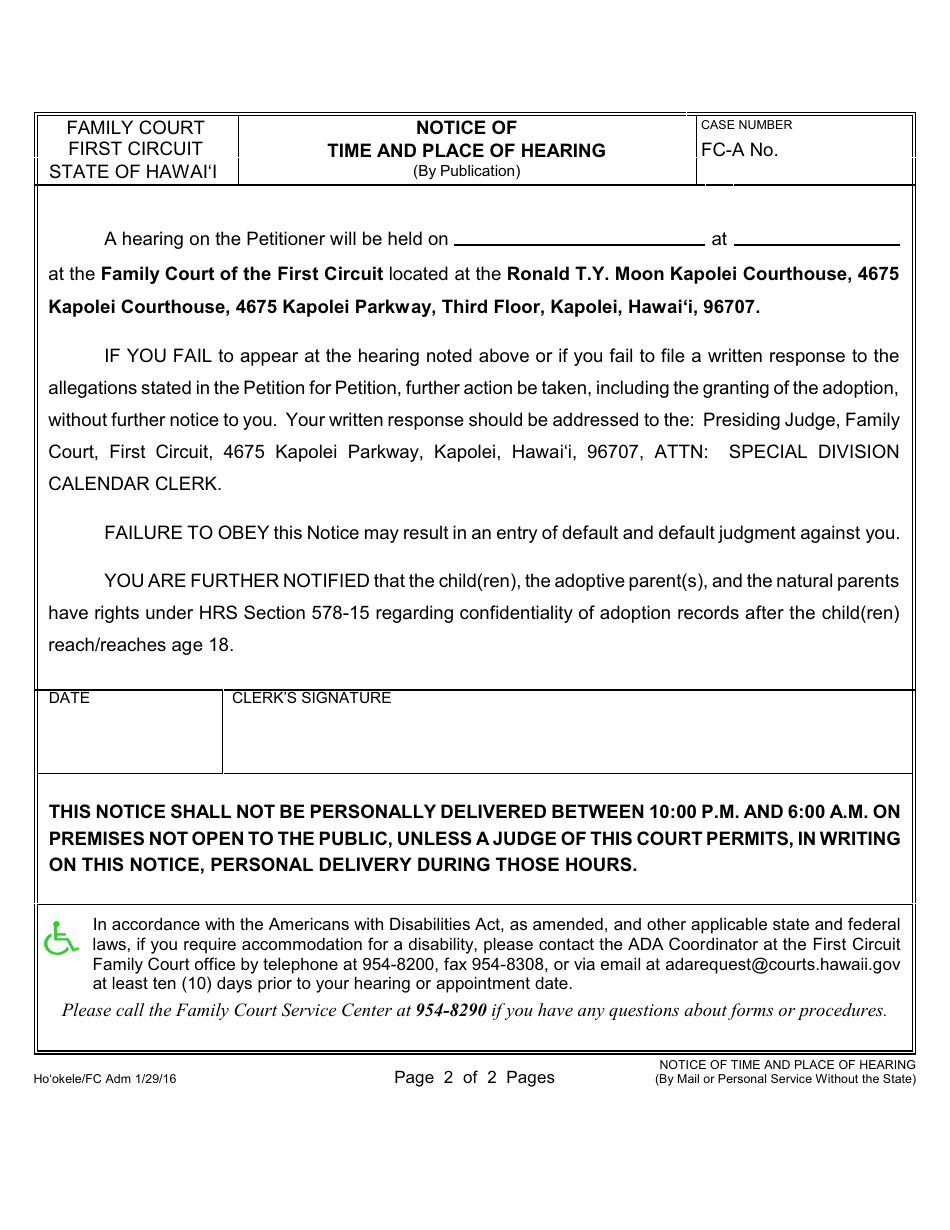 Form 1F-P-1041 Notice of Time and Place of Hearing (By Publication) - Hawaii, Page 3