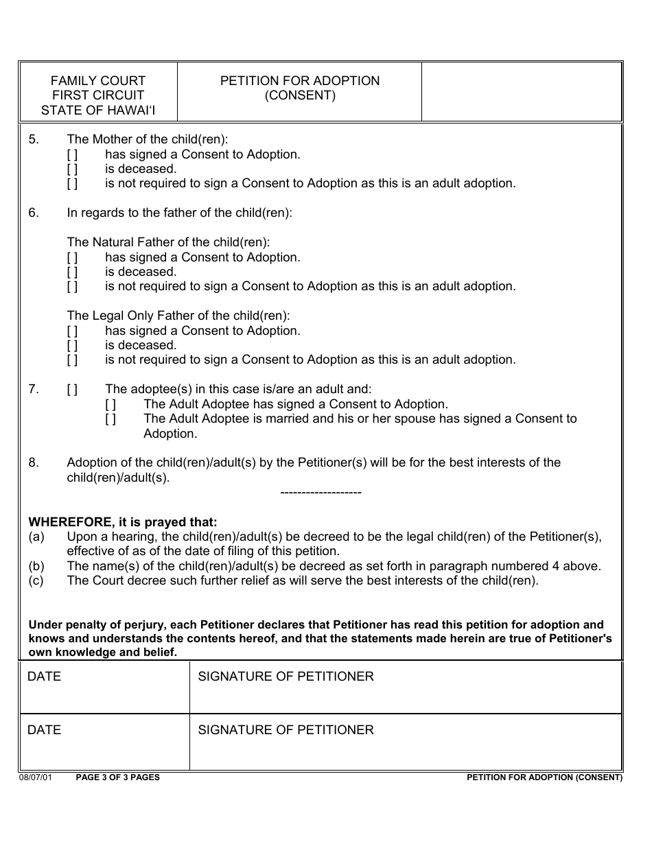 Form 1F-P-2024 Petition for Adoption (Consent) - Hawaii, Page 5