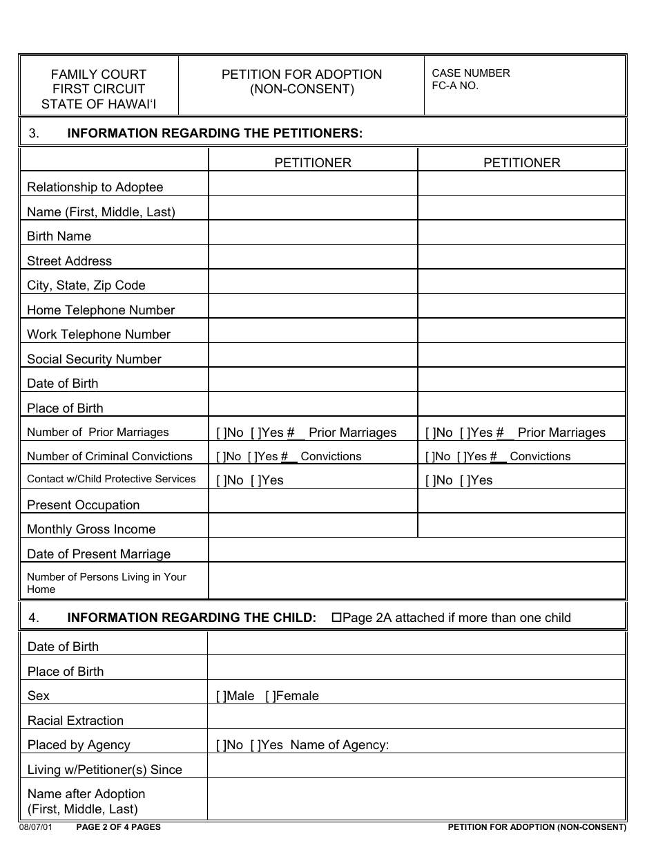 Form 1F-P-2023 Petition for Adoption (Non-consent) - Hawaii, Page 3