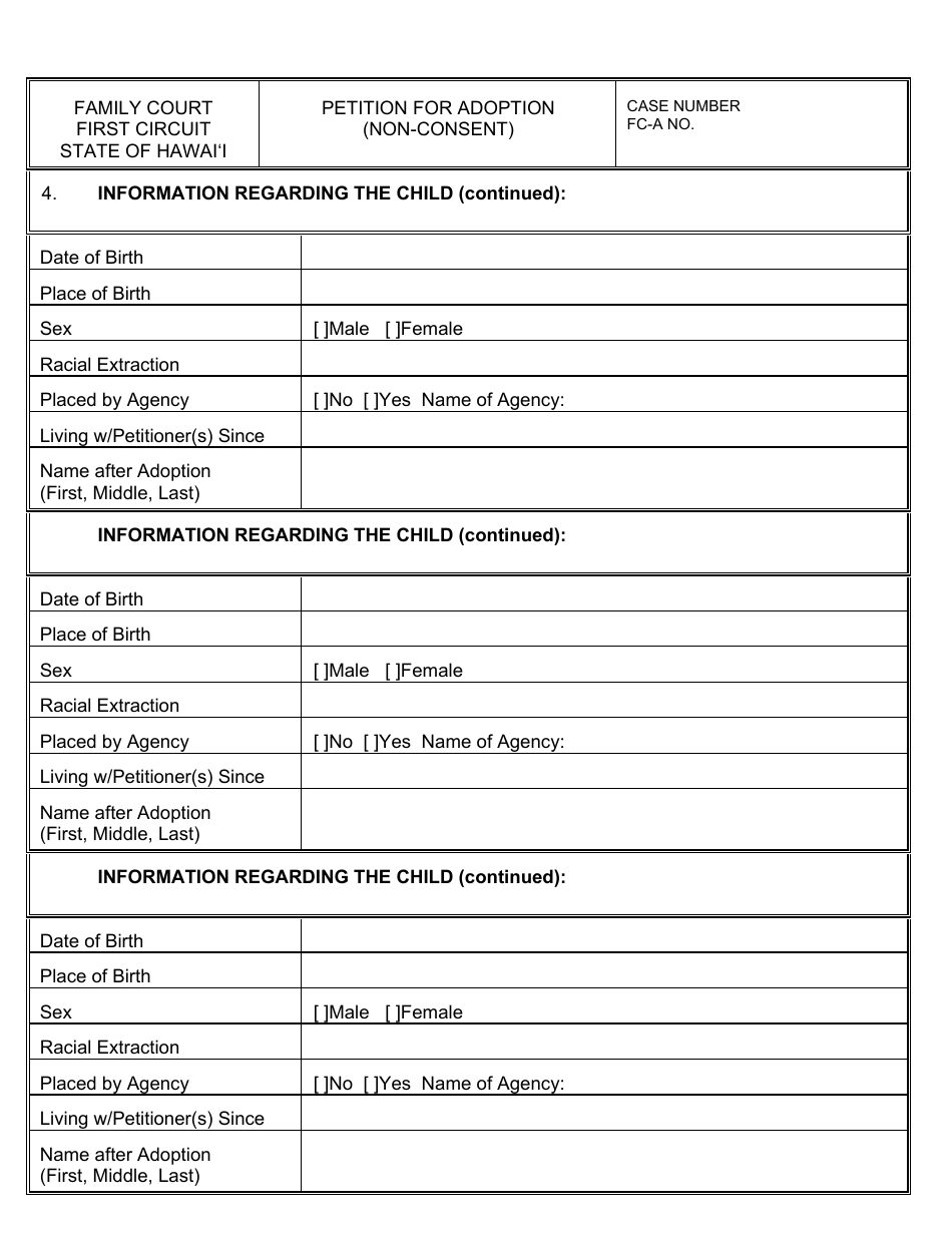 Form 1F-P-2023 Petition for Adoption (Non-consent) - Hawaii, Page 4