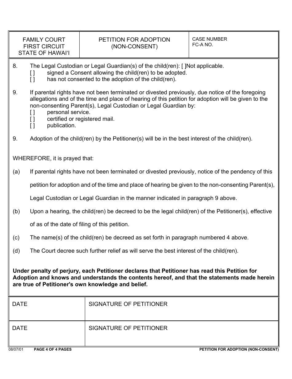 Form 1F-P-2023 Petition for Adoption (Non-consent) - Hawaii, Page 7