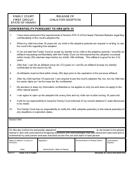 Form 1F-P-2021 Release of Child for Adoption - Hawaii, Page 3