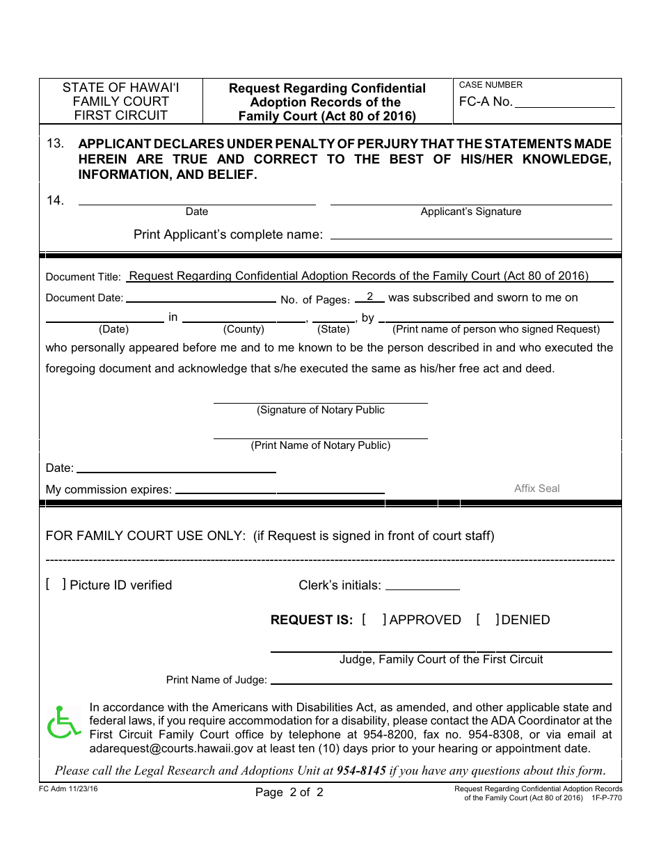 Form 1FP770 Fill Out, Sign Online and Download Fillable PDF, Hawaii